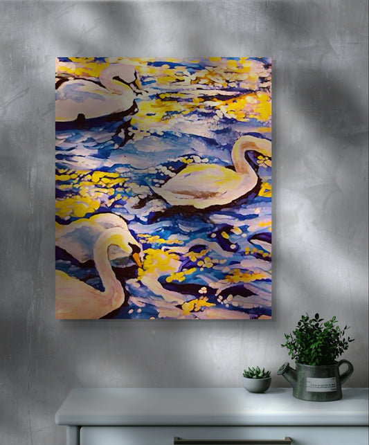 Swan Lagoon Canvas Art